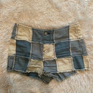 Patchwork Jean shorts
